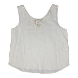 Vintage Women's White Sequin & Lace Tank Top Made in USA E-Z Town Size Small